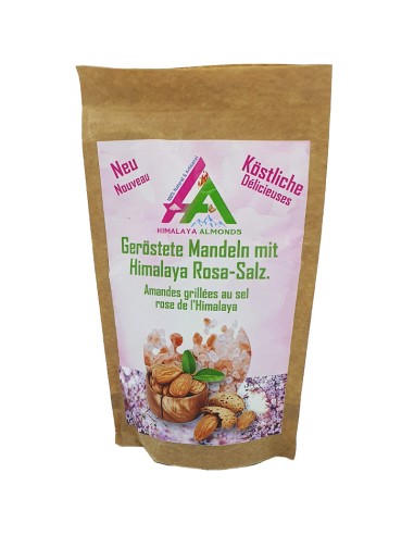 100 gr Amandes grillées au sel de l'Himalaya dans un sachet craft