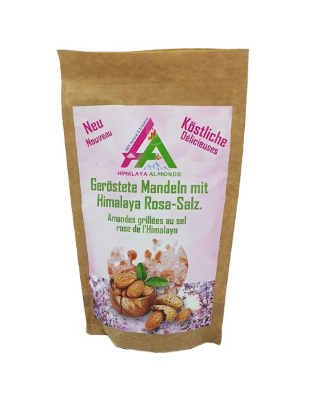 100 gr Amandes grillées au sel de l'Himalaya dans un sachet craft