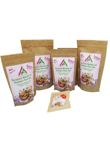 Amandes grillées au sel de l'Himalaya dans un sachet craft